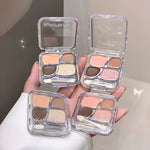 Four Colors Crouching Eyeshadow Palette with Apricot and Nude Shades - Teleplus four colors crouching silkworm rice