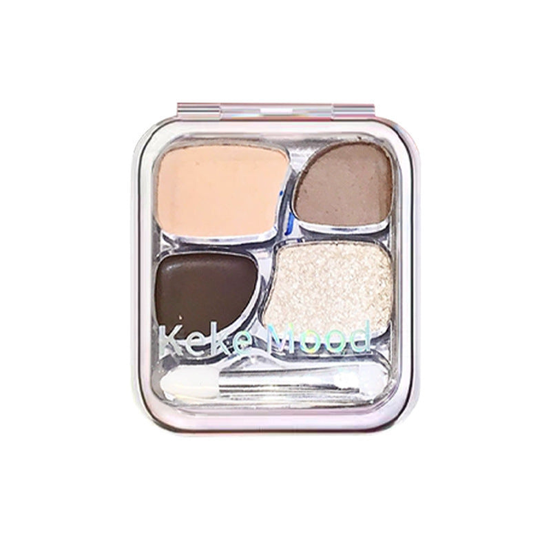 Four Colors Crouching Eyeshadow Palette with Apricot and Nude Shades - Teleplus four colors crouching silkworm rice