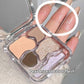 Four Colors Crouching Eyeshadow Palette with Apricot and Nude Shades - Teleplus four colors crouching silkworm rice
