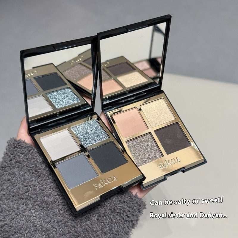 Four Colors Eye Shadow Palette with Earth Tone Smoky Makeup and Powder Brown - Teleplus four colors eye shadow powder
