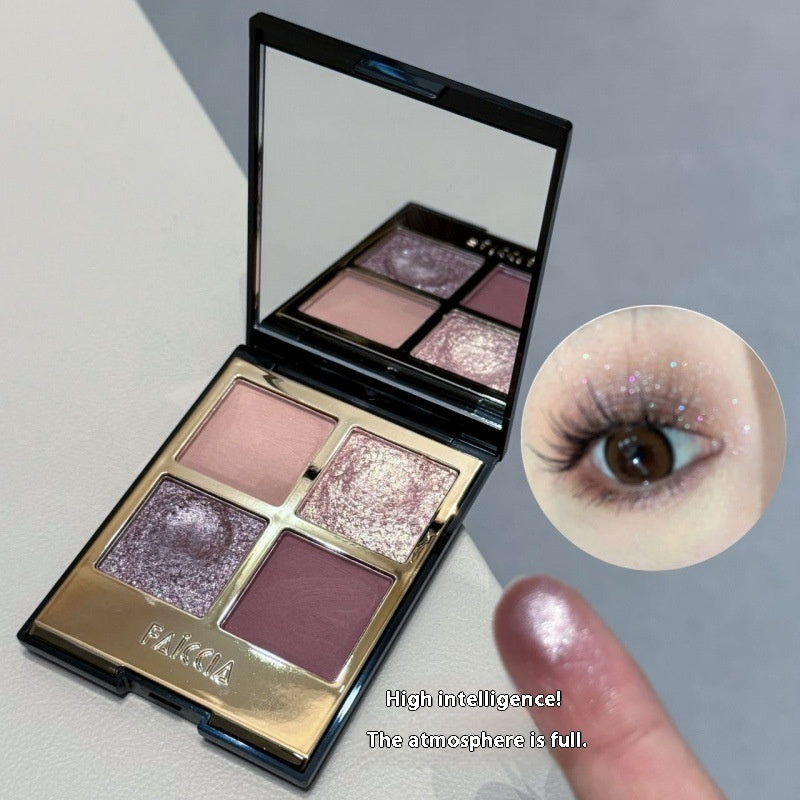 Four Colors Eye Shadow Palette with Earth Tone Smoky Makeup and Powder Brown - Teleplus four colors eye shadow powder