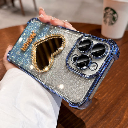 Four-Corner Drop-Resistant Heart Shape Mirror with Gradient Pink and Purple - four-corner drop-resistant heart shape