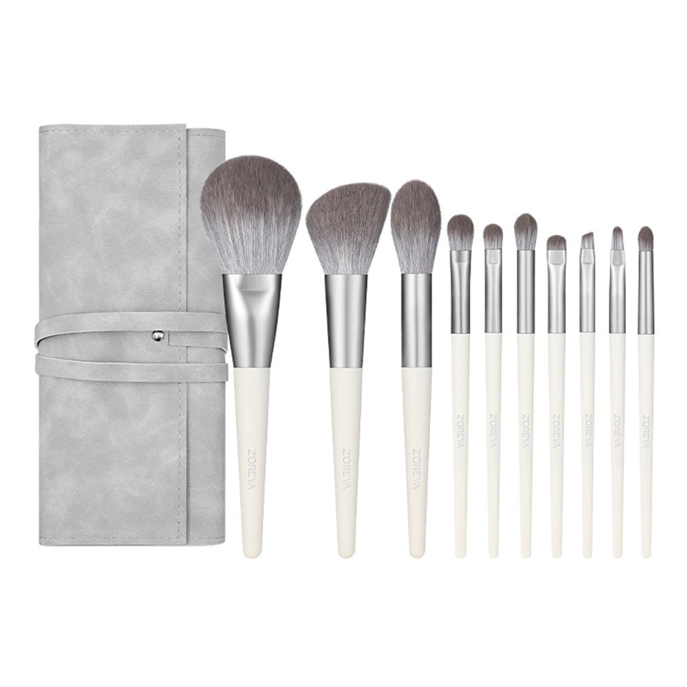 Fox Tail Nano Makeup Brush Set with Storage Bag and Wooden Handles - Teleplus fox tail nano storage bag makeup brush