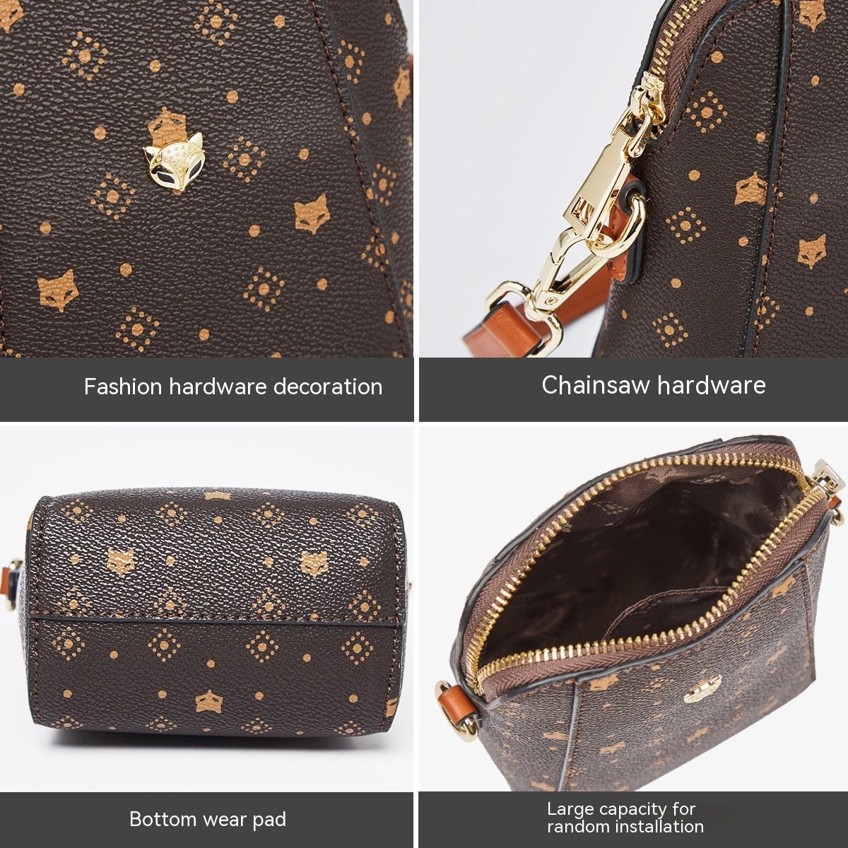 Foxer Shoulder Crossbody Bag Small Brown PVC Microfiber 150x90x190cm - foxer shoulder crossbody bag small