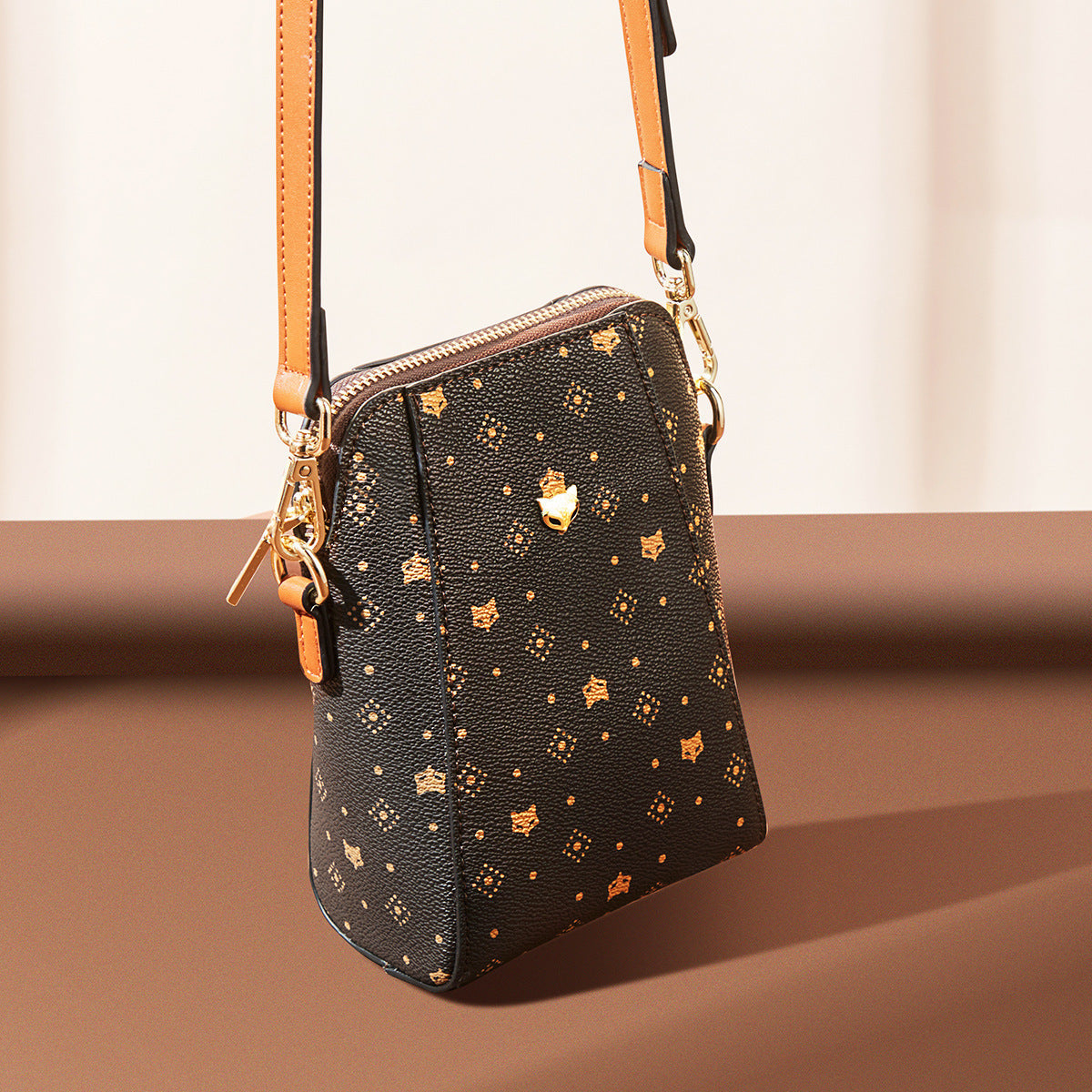 Foxer Shoulder Crossbody Bag Small Brown PVC Microfiber 150x90x190cm - foxer shoulder crossbody bag small