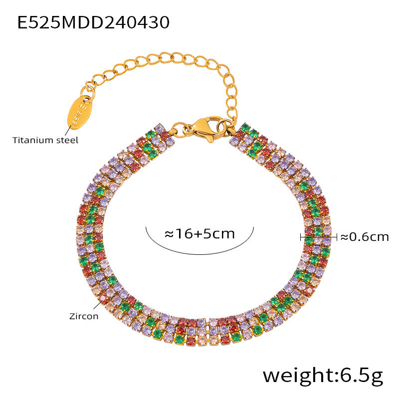 French Entry Lux Cold Wind Elegant Graceful Titanium Steel Bracelet - Elegant E330 Gold White Zircon Bracelet for Women