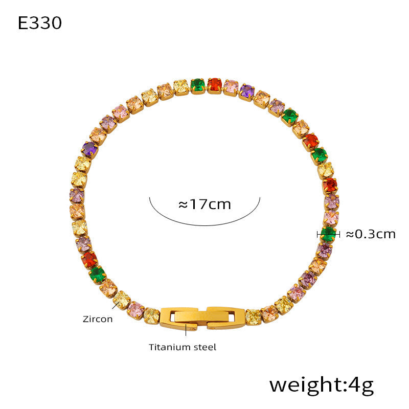 French Entry Lux Cold Wind Elegant Graceful Titanium Steel Bracelet - Elegant E330 Gold White Zircon Bracelet for Women