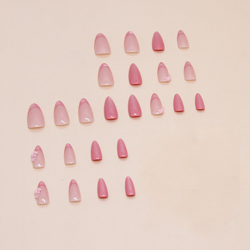 French Flower Nail Patches with Almond Tips and Wear Armor Glue - Teleplus Tip eye wear armor almond nail tip