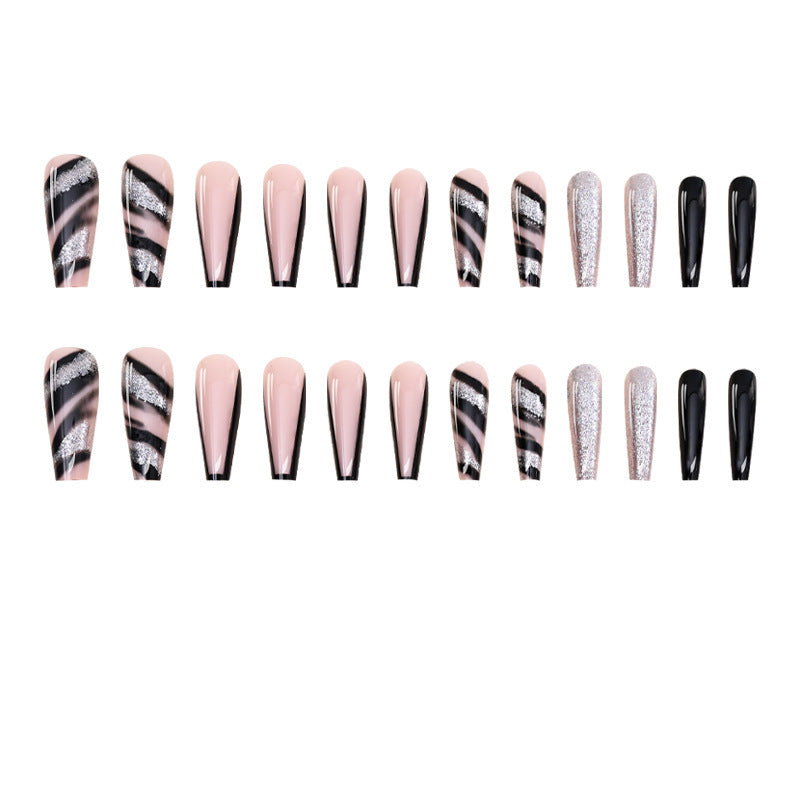 French Nail Tips with Silver Powder and Jelly Glue for Fashion Personality Patch Wear - Teleplus fashion personality