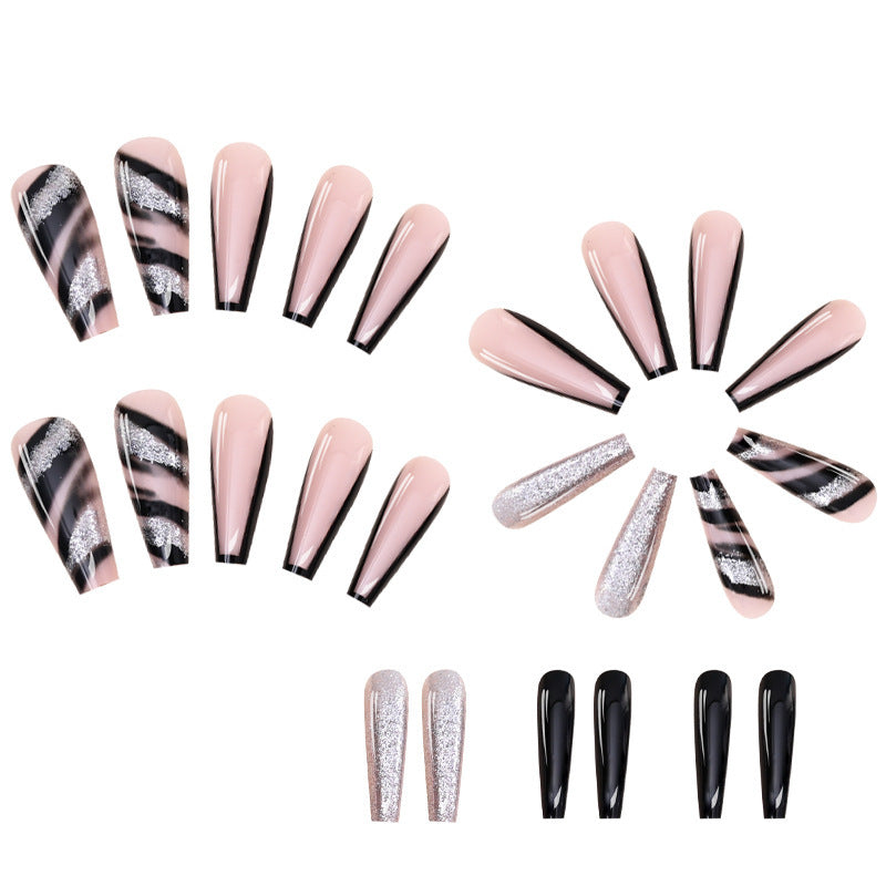 French Nail Tips with Silver Powder and Jelly Glue for Fashion Personality Patch Wear - Teleplus fashion personality