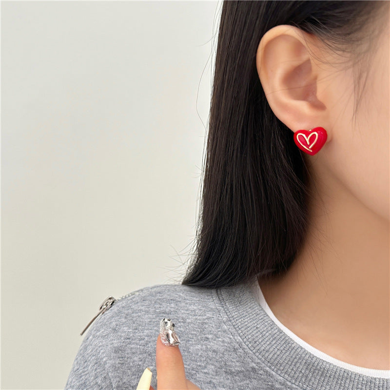 Black Peach Heart Drip Glazed Earrings for Women in the United States - Love at First Glance united states chf