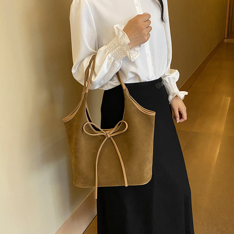 French Retro Large Capacity Frosted Underarm Bag for Daily - Teleplus french retro large capacity frosted underarm bag