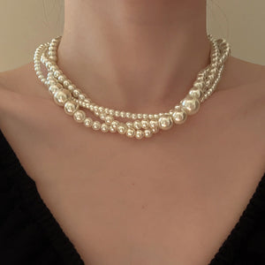 French Retro Multi-layer Pearl Necklace Light Luxury High Sense Special-interest Design - French Retro Multi-layer