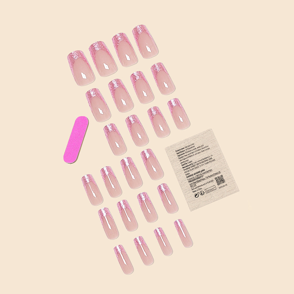 French Style Nail Stickers with Glitter Tip for Elegant Art - Teleplus Nails long water pipe nail tip glitter french