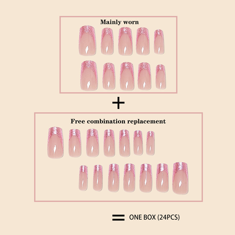 French Style Nail Stickers with Glitter Tip for Elegant Art - Teleplus Nails long water pipe nail tip glitter french