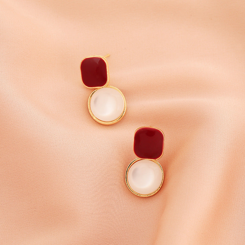 French Style Retro Stud Earrings Simple Buttons Elegant Dripping Earrings - Chic Earrings That Drip Elegance Like