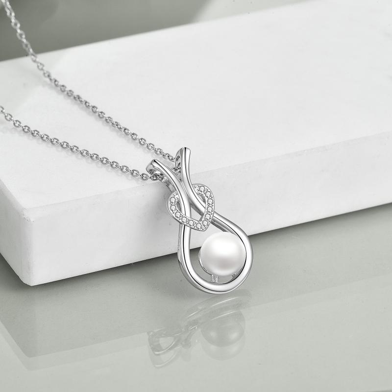 Freshwater Cultured Pearl Sterling Silver Heart Pendant Necklace - Pearls of Wisdom in Sterling Silver Heart Bling