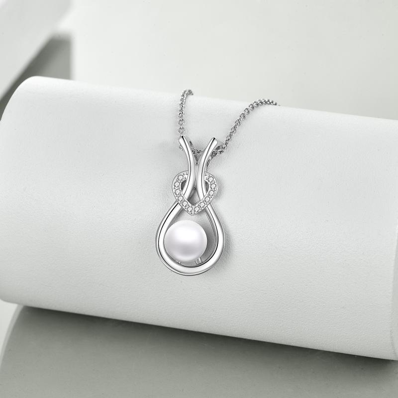 Freshwater Cultured Pearl Sterling Silver Heart Pendant Necklace - Pearls of Wisdom in Sterling Silver Heart Bling