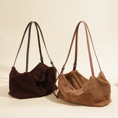 Frosted Idle Style Suede Crossbody Bag with Cowhide Suitcase Interior - Teleplus for Women frosted idle style suede