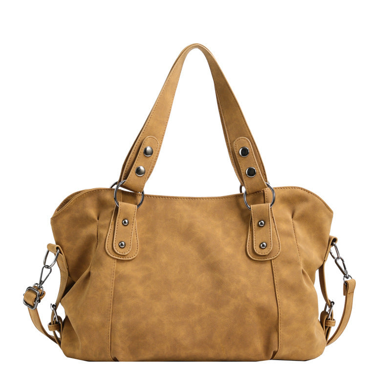 Frosted Solid Color Shoulder Bag with Sandwiched Pockets and Polyester Lining - messenger bag frosted solid color