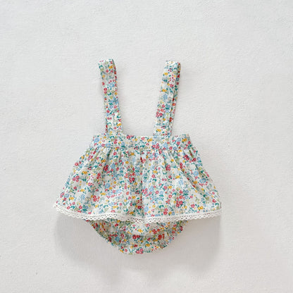 Full Moon Baby Triangle Strap Floral Romper - Full Moon Baby Floral Triangle Strap Romper