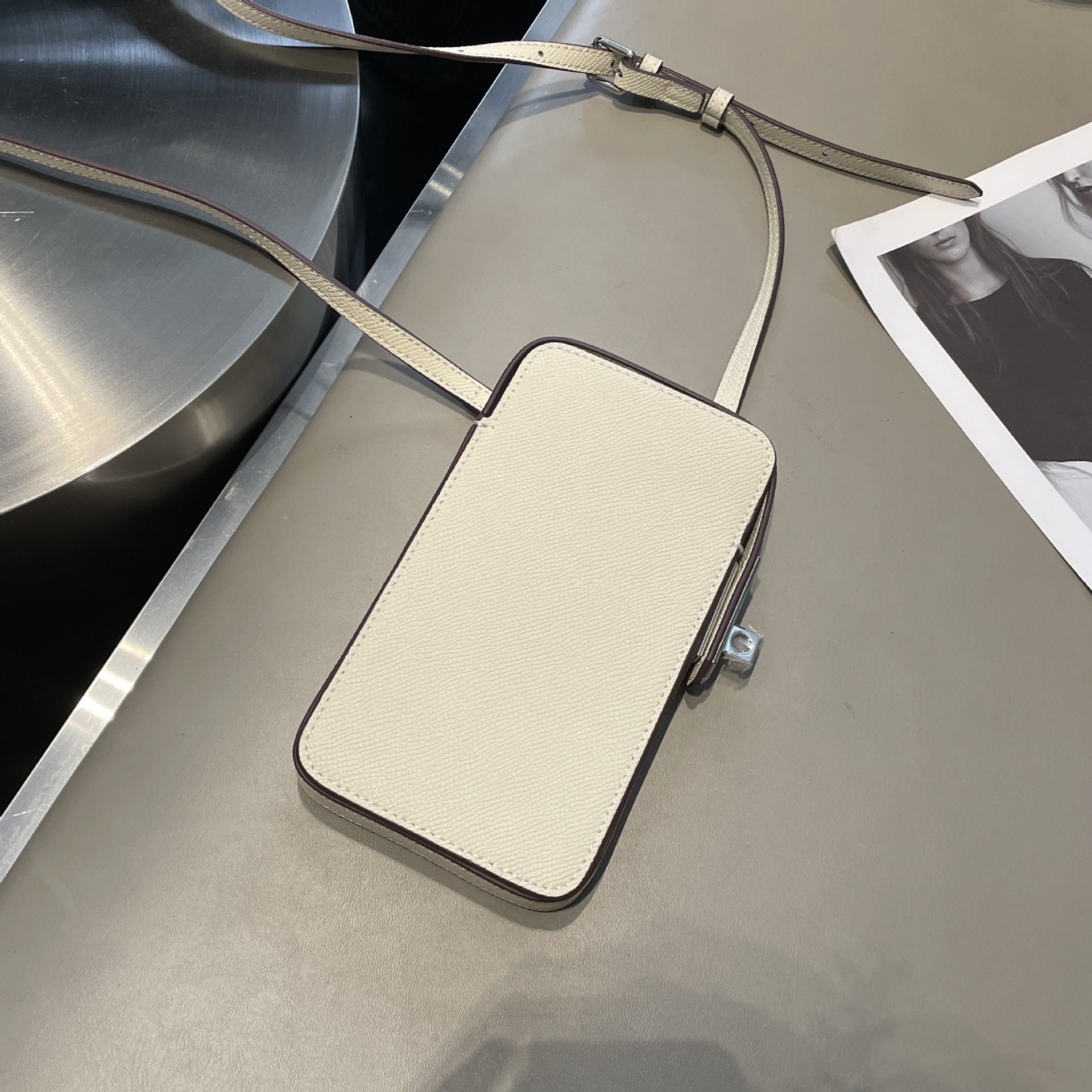 Fully Equipped Twist Lock Leather Crossbody Bag with Outer Pocket - Palm Print for Stylish Tech Lovers fully equipped