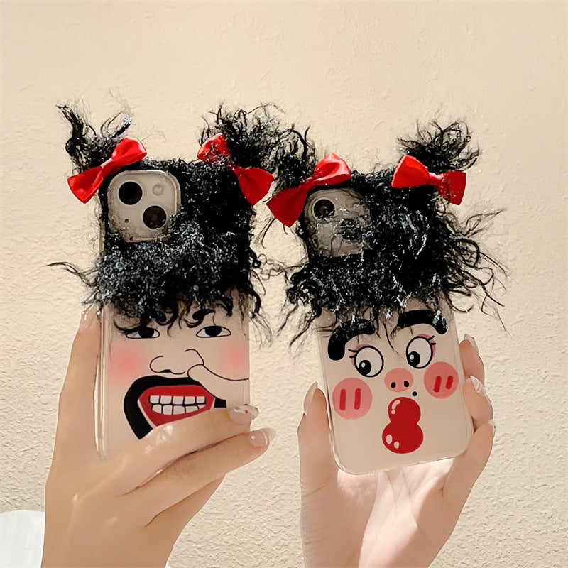Funny Hair Phone Case for Girl and Boy Expression Couple Japanese - Stylish Couples funny hair phone case expression