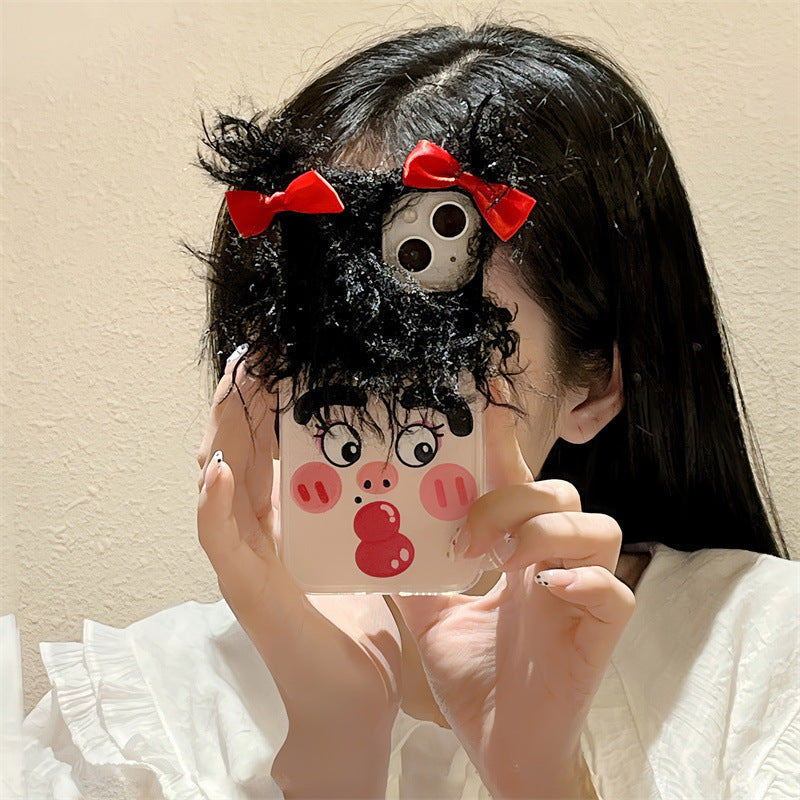 Funny Hair Phone Case for Girl and Boy Expression Couple Japanese - Stylish Couples funny hair phone case expression