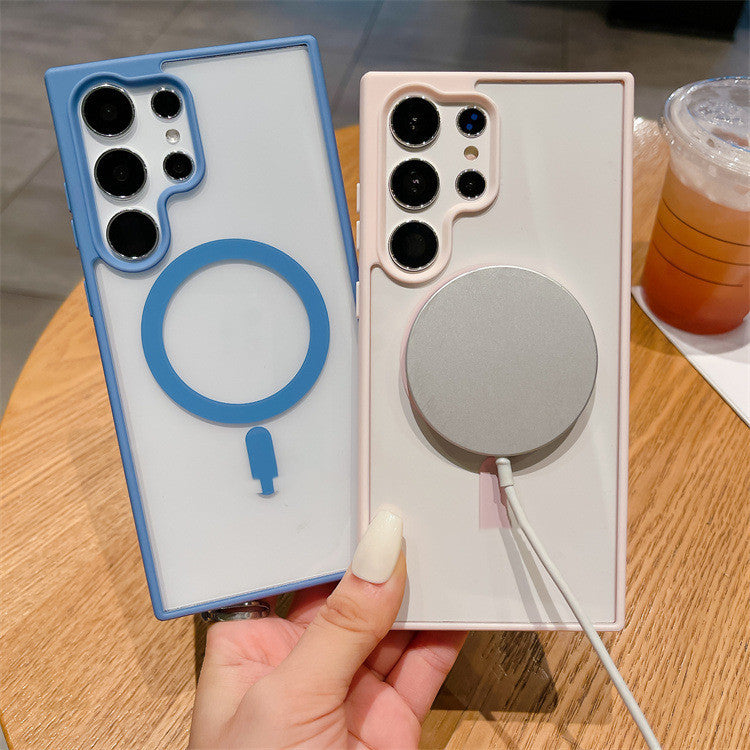 Galaxy S24 Macaron Silicone Case with Acrylic Magnetic Suction Colors - Teleplus acrylic magnetic suction galaxy s24