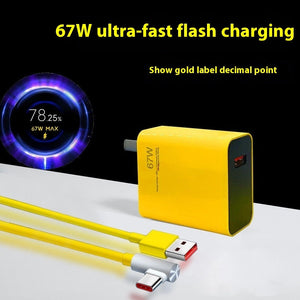Game Enhanced Charger 67W with Type-C Cable and Yellow Charging Head - Charge Like a Pro the game enhanced charger 67w