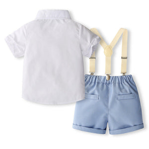 White Cotton Shorts and Shirt Set for Toddlers in the United States - Tiny Tots Short Sleeve British Style Suits united