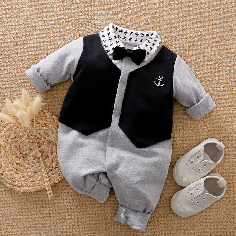 Gentleman’s Baby Clothes Long-sleeved Baby Clothes Gentleman’s Romper - Dapper Babies Need Style in Gentleman’s