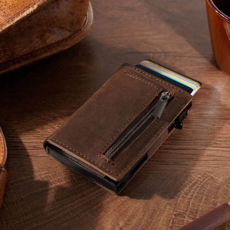 Genuine Cowhide Leather Wallet with Chain for United States and CHF Buyers - Steal This Not Your Identity With Style