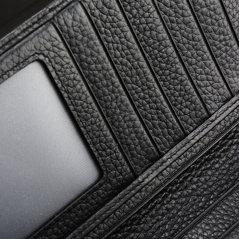 Genuine Cowhide Leather Wallet with Lychee Pattern for United States Customers - Men’s Litchi Sophisticated Style