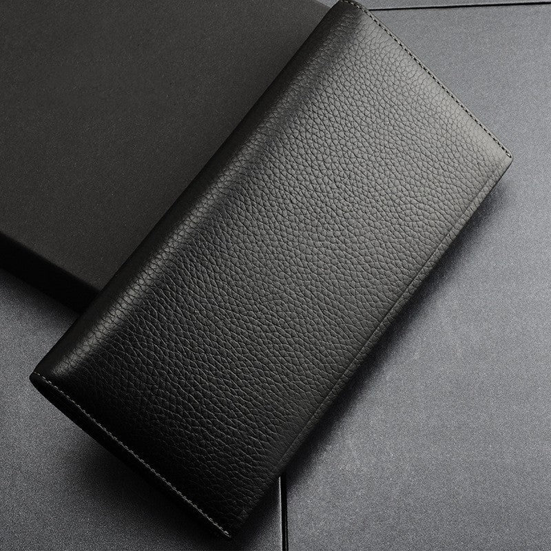 Genuine Cowhide Leather Wallet with Lychee Pattern for United States Customers - Men’s Litchi Sophisticated Style