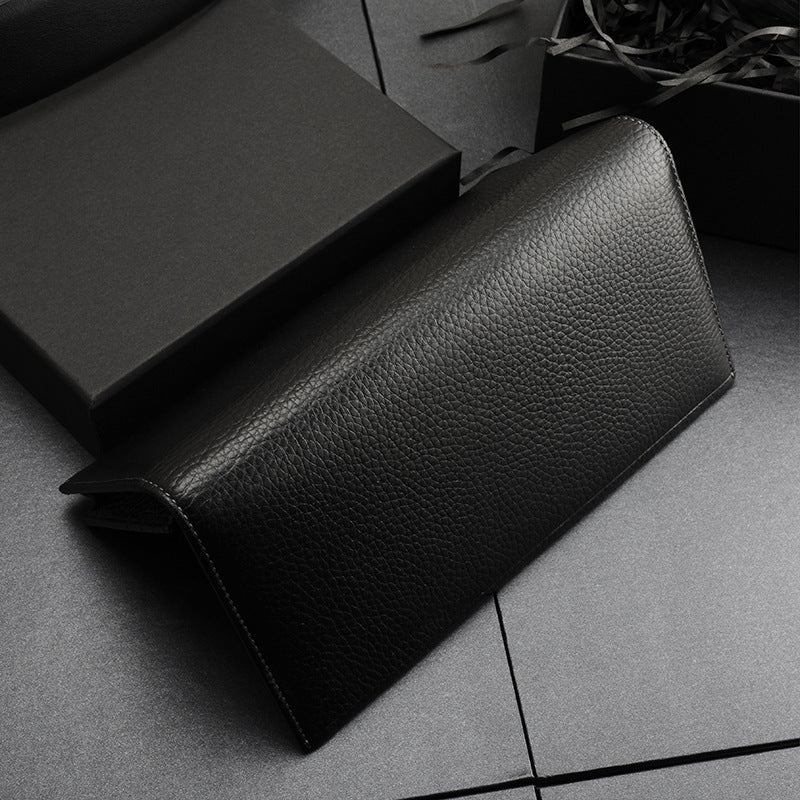 Genuine Cowhide Leather Wallet with Lychee Pattern for United States Customers - Men’s Litchi Sophisticated Style