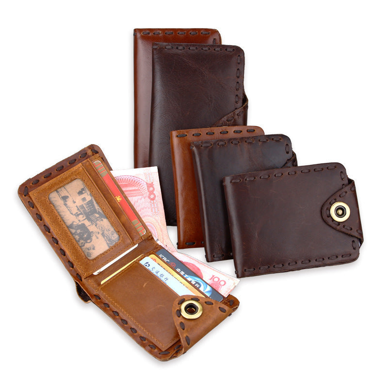 Genuine Cowhide Wallet with Solid Color Lining for United States Buyers - Wallet: Where Dark Coffee Meets Classy Brown