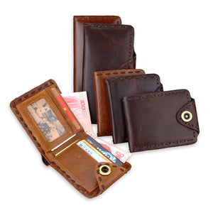 Genuine Cowhide Wallet with Solid Color Lining for United States Buyers - Wallet: Where Dark Coffee Meets Classy Brown
