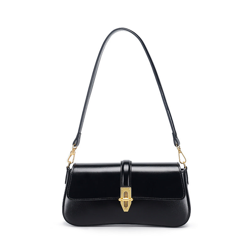 Genuine Leather Baguette Armpit Crossbody Bag with Advanced Texture Wild Design - Teleplus advanced texture wild