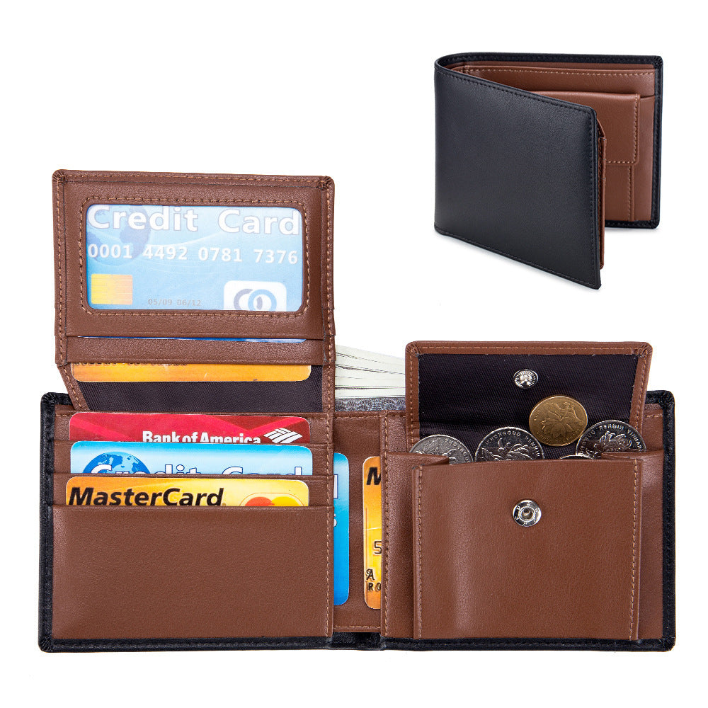 Genuine Leather Bifold Wallet for Men Cowhide Slim RFID Blocking Card Holder - Mens Teleplus