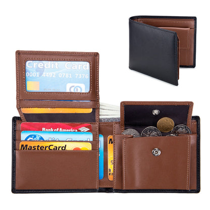 Genuine Leather Bifold Wallet for Men Cowhide Slim RFID Blocking Card Holder - Mens Teleplus