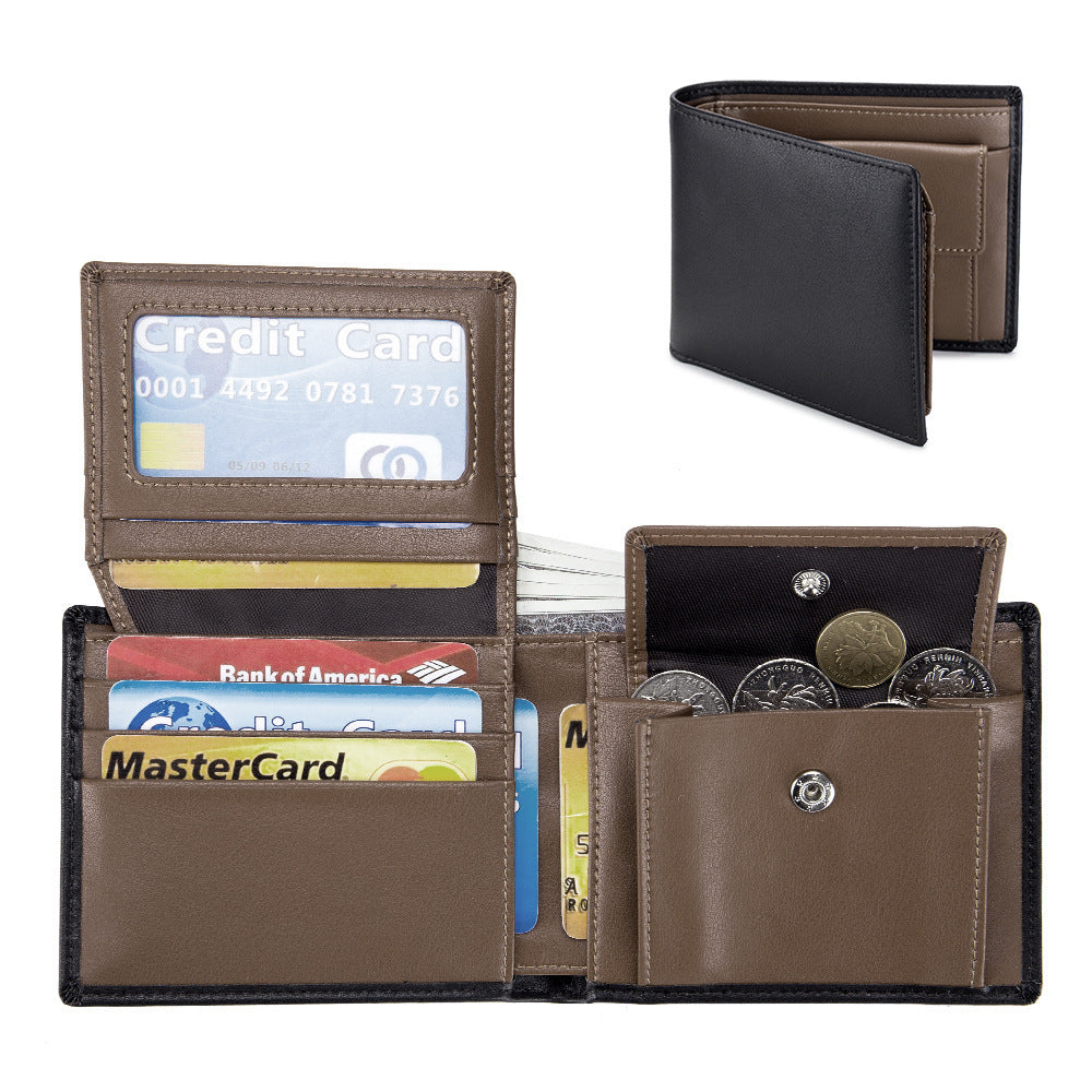 Genuine Leather Bifold Wallet for Men Cowhide Slim RFID Blocking Card Holder - Mens Teleplus