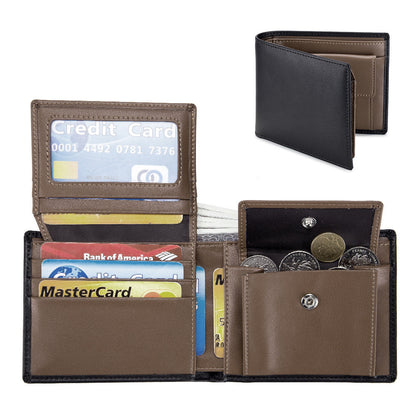 Genuine Leather Bifold Wallet for Men Cowhide Slim RFID Blocking Card Holder - Mens Teleplus