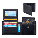 Genuine Leather Bifold Wallet for Men Cowhide Slim RFID Blocking Card Holder - Mens Teleplus