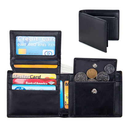 Genuine Leather Bifold Wallet for Men Cowhide Slim RFID Blocking Card Holder - Mens Teleplus