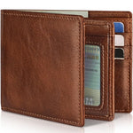 Genuine Leather Bifold Wallet for Men RFID Blocking Slim Cowhide Card Holder