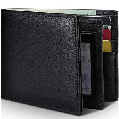 Genuine Leather Bifold Wallet for Men RFID Blocking Slim Cowhide Card Holder