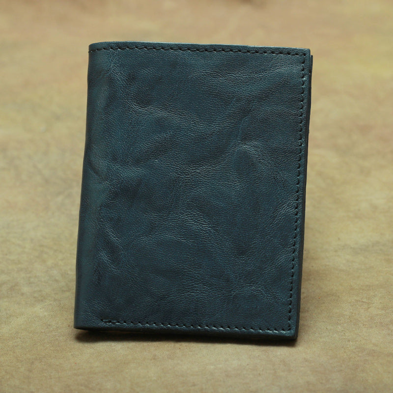 Genuine Leather Bifold Wallet Vertical and Horizontal Slim Card Holder for Men