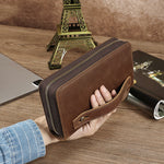 Genuine Leather Brown Mens Wallet European Retro Slim Bifold Card Holder - genuine leather