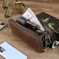 Genuine Leather Brown Mens Wallet European Retro Slim Bifold Card Holder - genuine leather